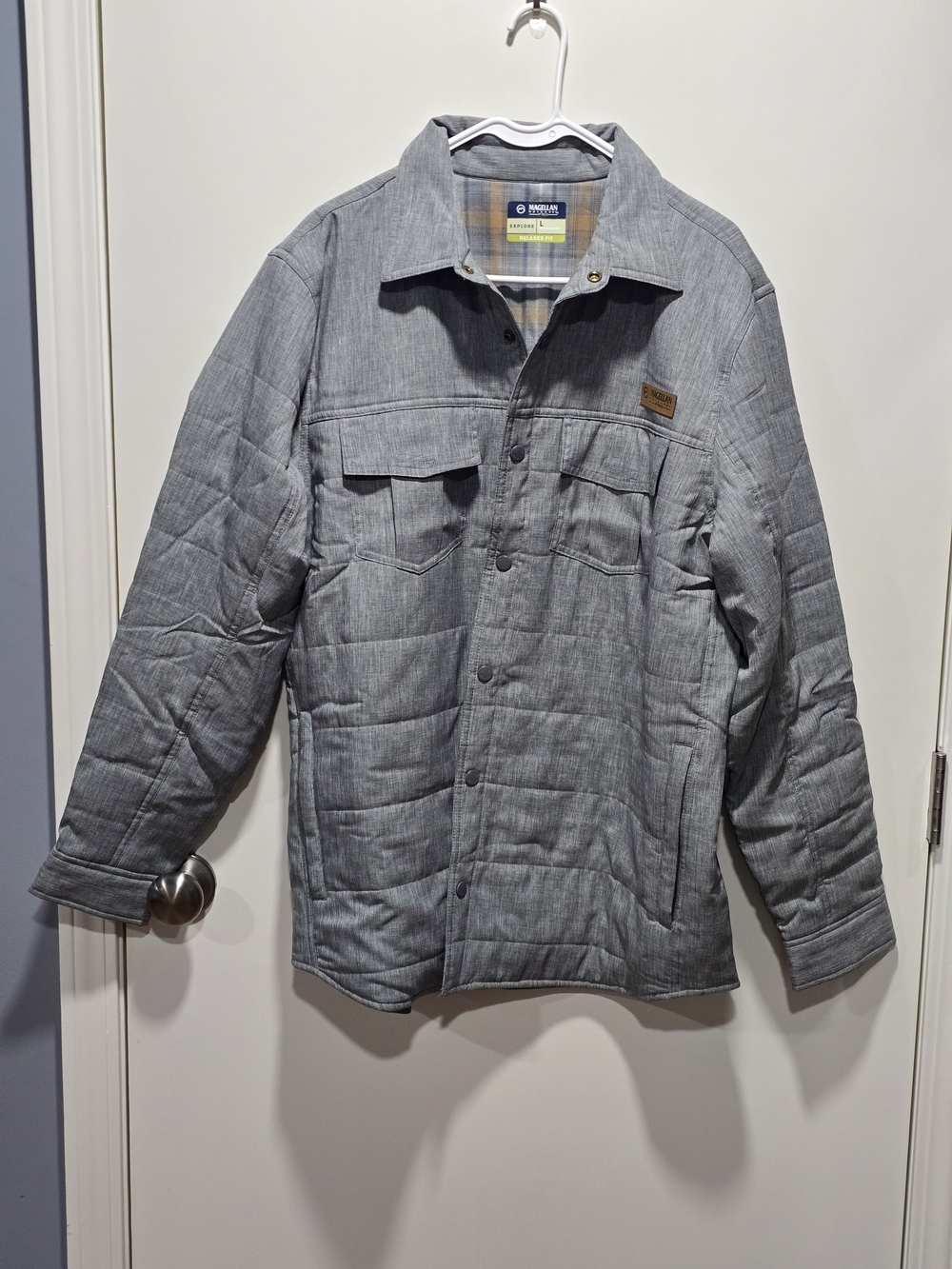 Magellan Outdoors Light Gray Quilted Shirt Jacket